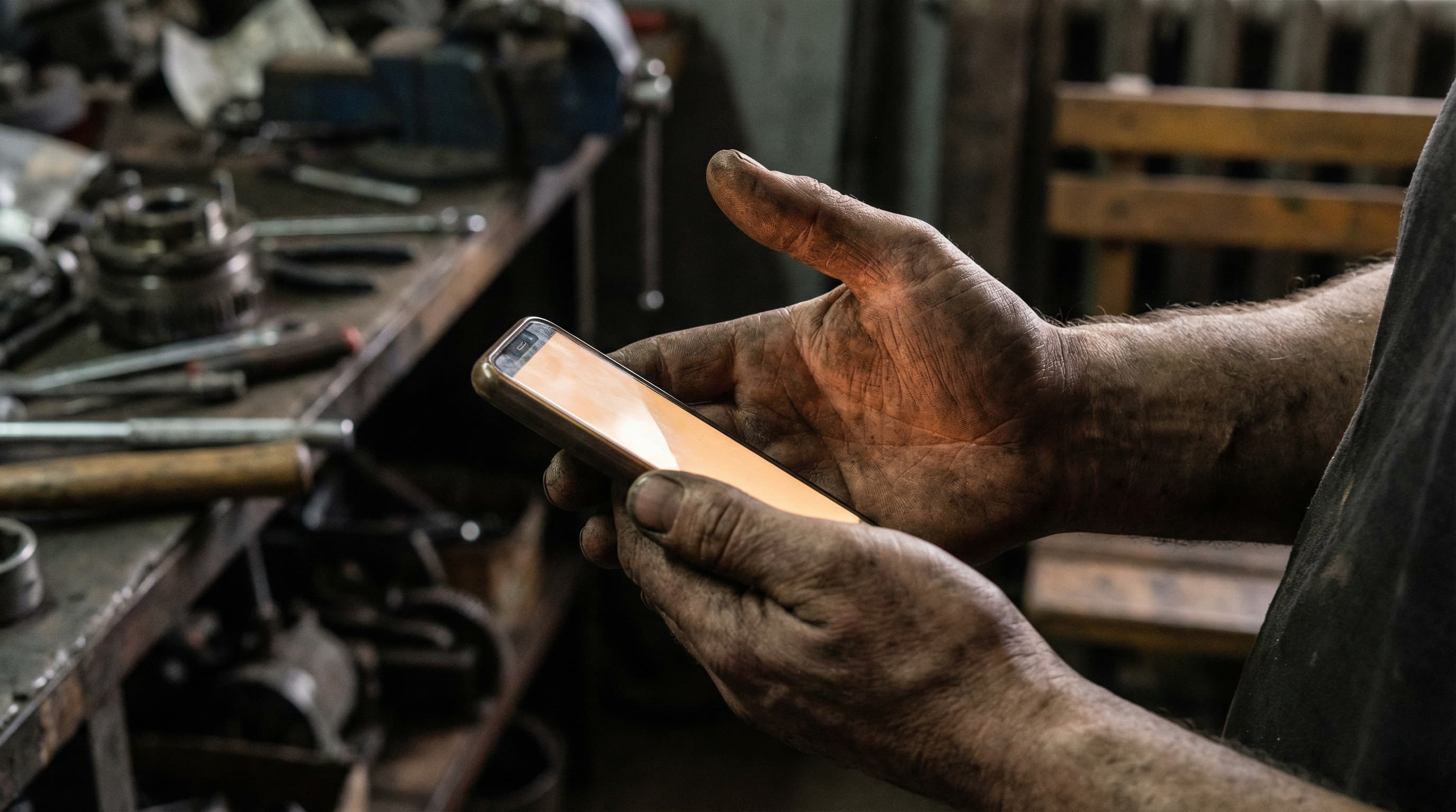 Working hands with technology